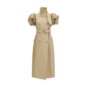 Max Mara Women Sleeveless Long Trench Coat With Organza Ruffles